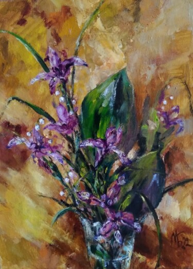 Painting titled "Summer vase" by Maria Bel, Original Artwork, Oil
