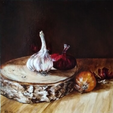 Painting titled "Still life with gar…" by Maria Bel, Original Artwork, Oil