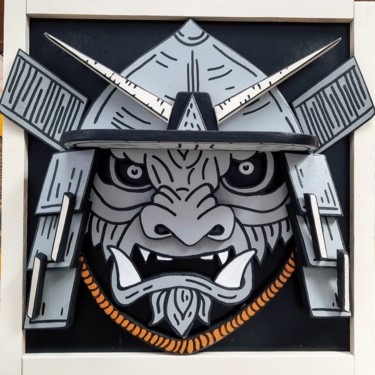 Escultura intitulada "Samurai MASK" por Marina Boiko, Obras de arte originais, Madeira