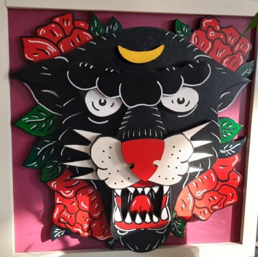 Escultura intitulada "The Panthera" por Marina Boiko, Obras de arte originais, Madeira