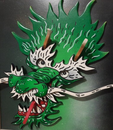 Γλυπτική με τίτλο "Asian Green DRAGON,…" από Marina Boiko, Αυθεντικά έργα τέχνης, Ξύλο