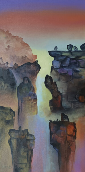 Malerei mit dem Titel "Singing Rocks-06" von B. Maruthi, Original-Kunstwerk, Acryl