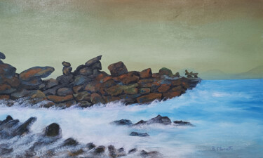 Malerei mit dem Titel "Singing Rocks-07" von B. Maruthi, Original-Kunstwerk, Acryl