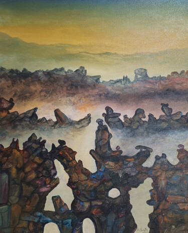 Pittura intitolato "Singing Rocks-08" da B. Maruthi, Opera d'arte originale, Acrilico