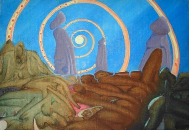 Painting titled "BLUE" by Maruz, Original Artwork, Oil