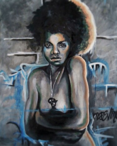 Schilderij getiteld "Grande dame" door Amuri Assani, Origineel Kunstwerk, Olie