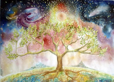 Painting titled "L'arbre de ma vie" by Marwanart, Original Artwork