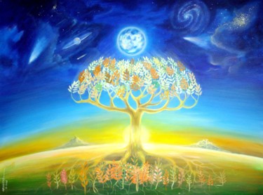 Painting titled "L'arbre de vie" by Marwanart, Original Artwork, Acrylic