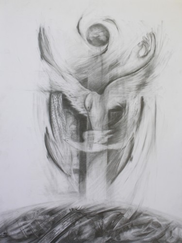 Dessin intitulée "Crucifixion" par Marwanart, Œuvre d'art originale, Crayon