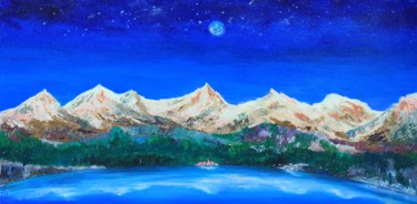 Peinture intitulée "Horizon bleu" par Marwanart, Œuvre d'art originale, Huile