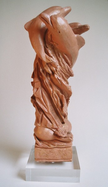 Sculpture titled "La lutte de la vie" by Marwanart, Original Artwork, Clay