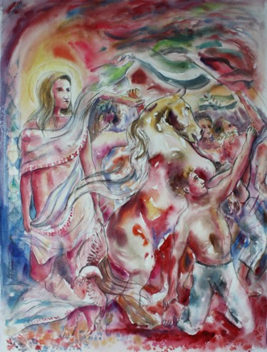Peinture intitulée "Révolte" par Marwanart, Œuvre d'art originale, Aquarelle