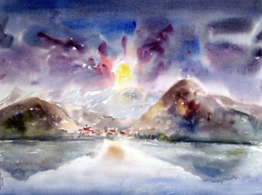 Peinture intitulée "Lumière" par Marwanart, Œuvre d'art originale, Aquarelle