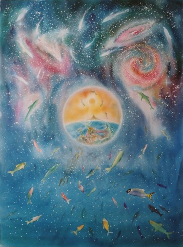 Peinture intitulée "La naissance de la…" par Marwanart, Œuvre d'art originale, Aquarelle