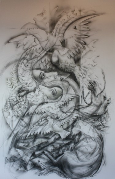 Dessin intitulée "Rêve de liberté" par Marwanart, Œuvre d'art originale, Graphite