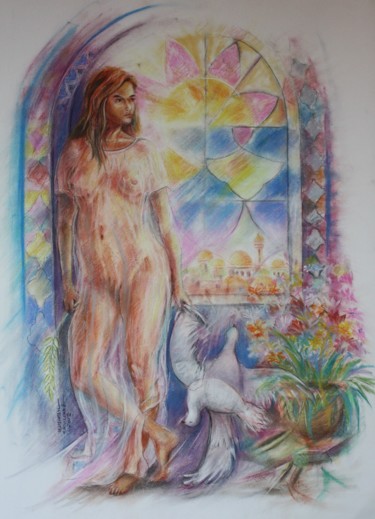 Peinture intitulée "Rêve de paix" par Marwanart, Œuvre d'art originale, Aquarelle