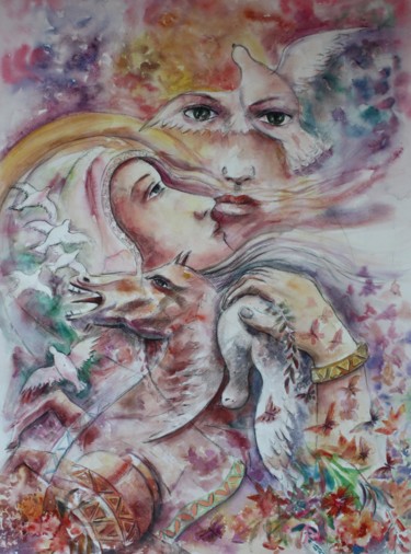 Peinture intitulée "L'espoir" par Marwanart, Œuvre d'art originale, Aquarelle