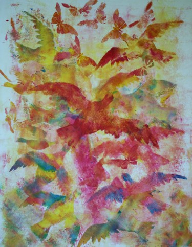 Peinture intitulée "L'envol des colombe…" par Marwanart, Œuvre d'art originale, Acrylique