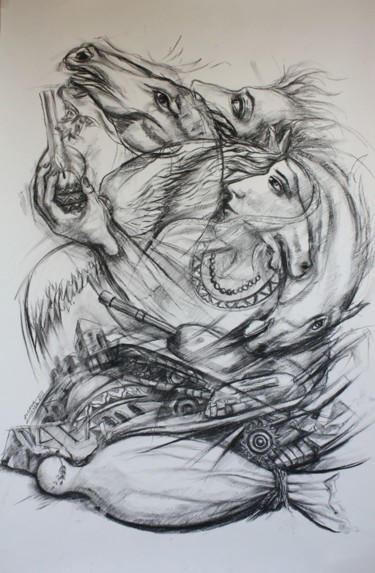 Dessin intitulée "La triomphe de lumi…" par Marwanart, Œuvre d'art originale, Crayon