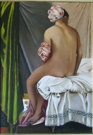 Painting titled "LE BAIN" by Maryvonne Charvet, Original Artwork, Oil