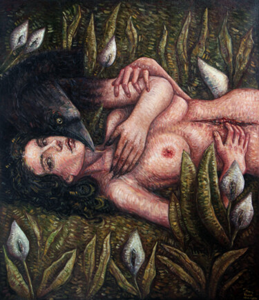 Painting titled "Mon Amour Mort" by Mary Black, Original Artwork, Oil
