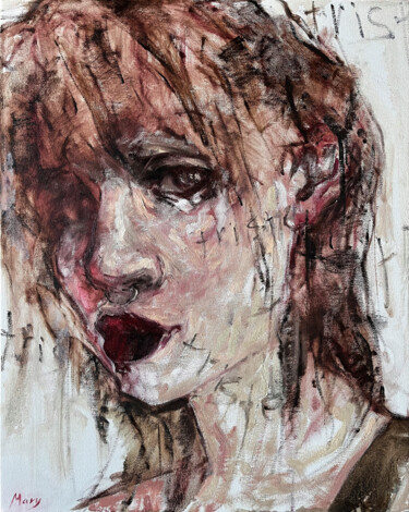 Painting titled "Triste" by Mary Black, Original Artwork, Oil