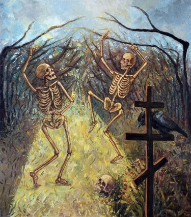 Schilderij getiteld "Dance Macabre" door Mary Black, Origineel Kunstwerk, Olie