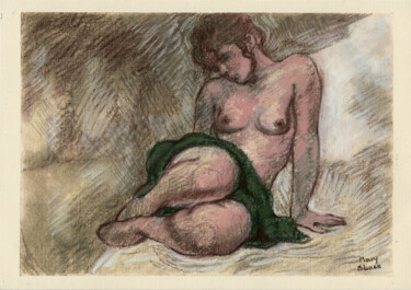 Drawing titled "Woman By The River" by Mary Black, Original Artwork, Pastel
