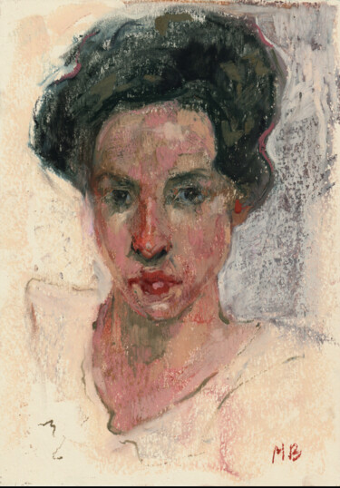 Σχέδιο με τίτλο "Woman portrait" από Mary Black, Αυθεντικά έργα τέχνης, Παστέλ
