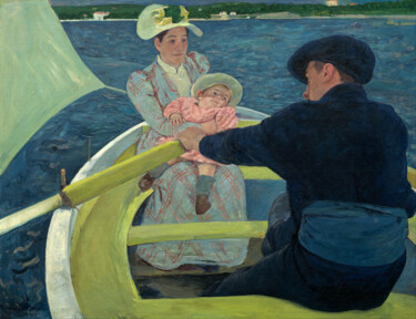 Peinture intitulée "La fête du bateau" par Mary Cassatt, Œuvre d'art originale, Huile