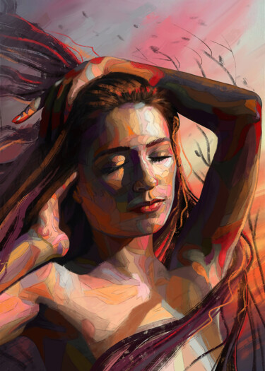 Картина под названием "Ветер" - Mary Dian, Подлинное произведение искусства, Акрил Установлен на Деревянная рама для носилок
