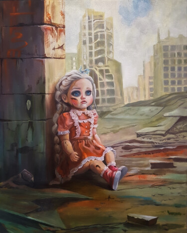Картина под названием "Мир без надежды" - Mary Dian, Подлинное произведение искусства, Акрил Установлен на Деревянная рама д…