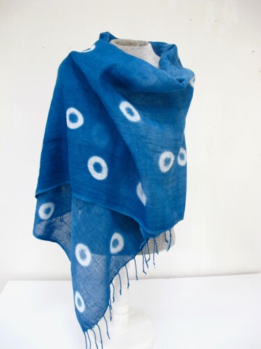 纺织艺术 标题为“Linen Indigo Natura…” 由Mary Downe, 原创艺术品, 布