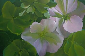 Painting titled "Hellebores" by Mary Downe, Original Artwork