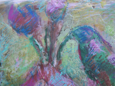 Картина под названием "detail-of-hollyhock…" - Mary Downe, Подлинное произведение искусства