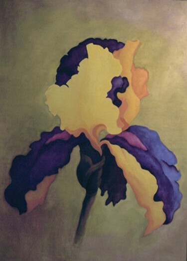 Schilderij getiteld "Iris VII" door Mary Downe, Origineel Kunstwerk, Olie