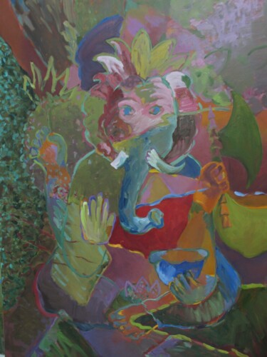 Painting titled "Ganesh" by Mary Downe, Original Artwork, Oil