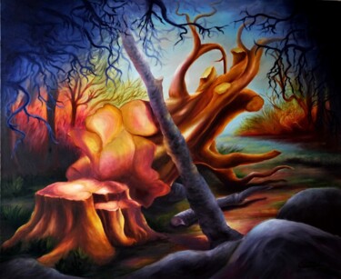 Painting titled "Still Sanctuary" by Mary Joan Attard, Original Artwork, Oil Mounted on Wood Stretcher frame