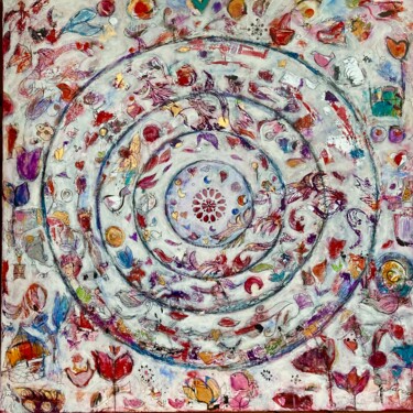 Painting titled "Mandala d’amour" by Mary Larsson, Original Artwork, Acrylic
