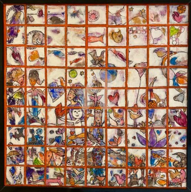 Peinture intitulée "The patchwork of my…" par Mary Larsson, Œuvre d'art originale, Acrylique Monté sur Châssis en bois