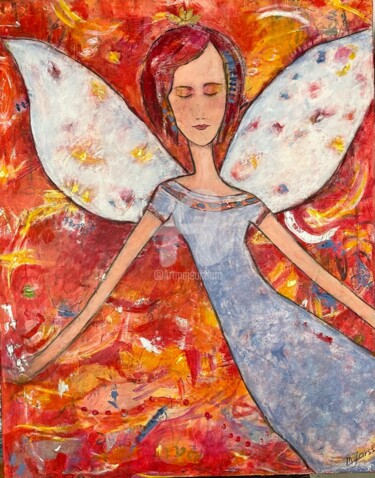 Painting titled "Spread your wings o…" by Mary Larsson, Original Artwork, Acrylic Mounted on Wood Stretcher frame