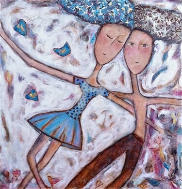 Painting titled "Danse" by Mary Larsson, Original Artwork, Oil