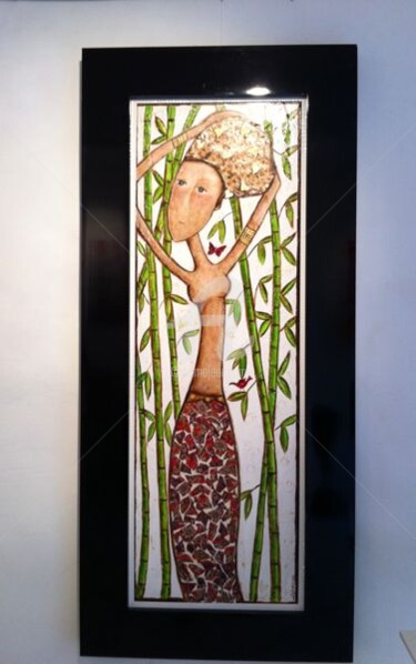 Peinture intitulée "Dans les bambous" par Mary Larsson, Œuvre d'art originale