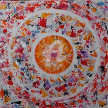 Painting titled "Shanti mandala (Man…" by Mary Larsson, Original Artwork, Oil