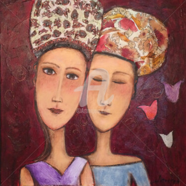 Peinture intitulée "Les soeurs" par Mary Larsson, Œuvre d'art originale