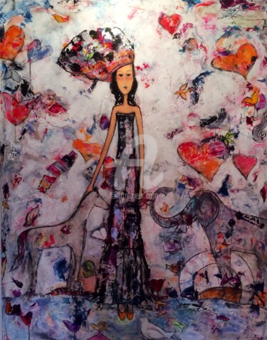 Peinture intitulée "Tibétain Queen" par Mary Larsson, Œuvre d'art originale, Acrylique