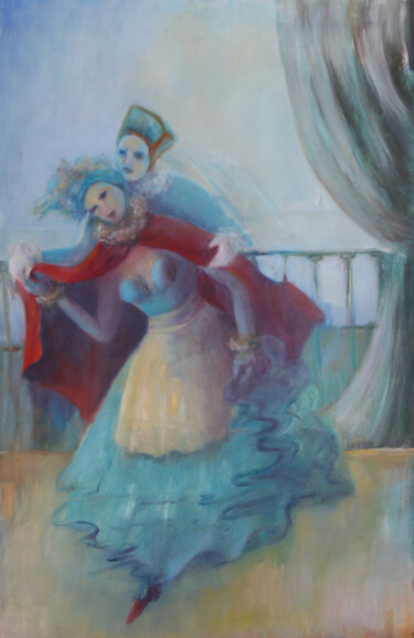 Pintura titulada "Colombina y Pierrot" por Mary Lozano, Obra de arte original, Oleo