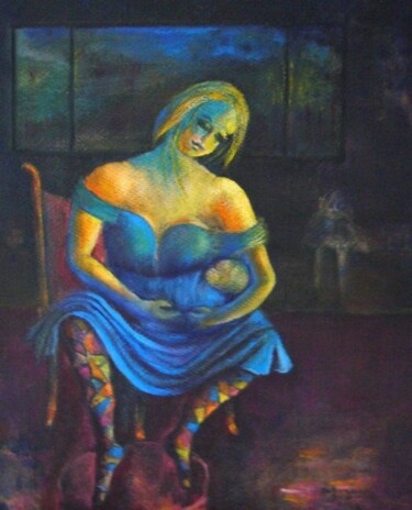 Pintura titulada "YOUNG MOTHER - JEUN…" por Mary Lozano, Obra de arte original