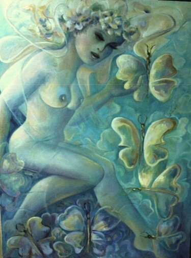 Картина под названием "Remedios La Belle" - Mary Lozano, Подлинное произведение искусства, Масло