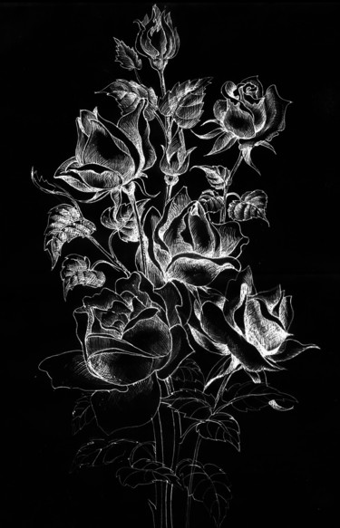 Drawing titled "Roses" by Mary Telford, Original Artwork, Pencil